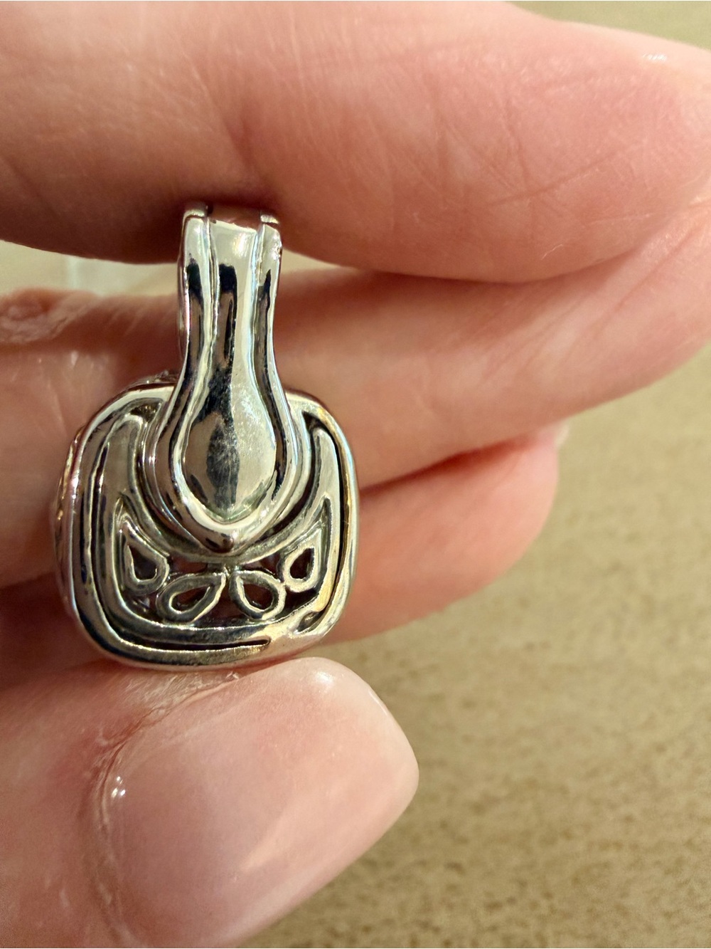 Silver Clear Cushion-Cut Cubic Zirconia Pendant - Picture 3 of 4